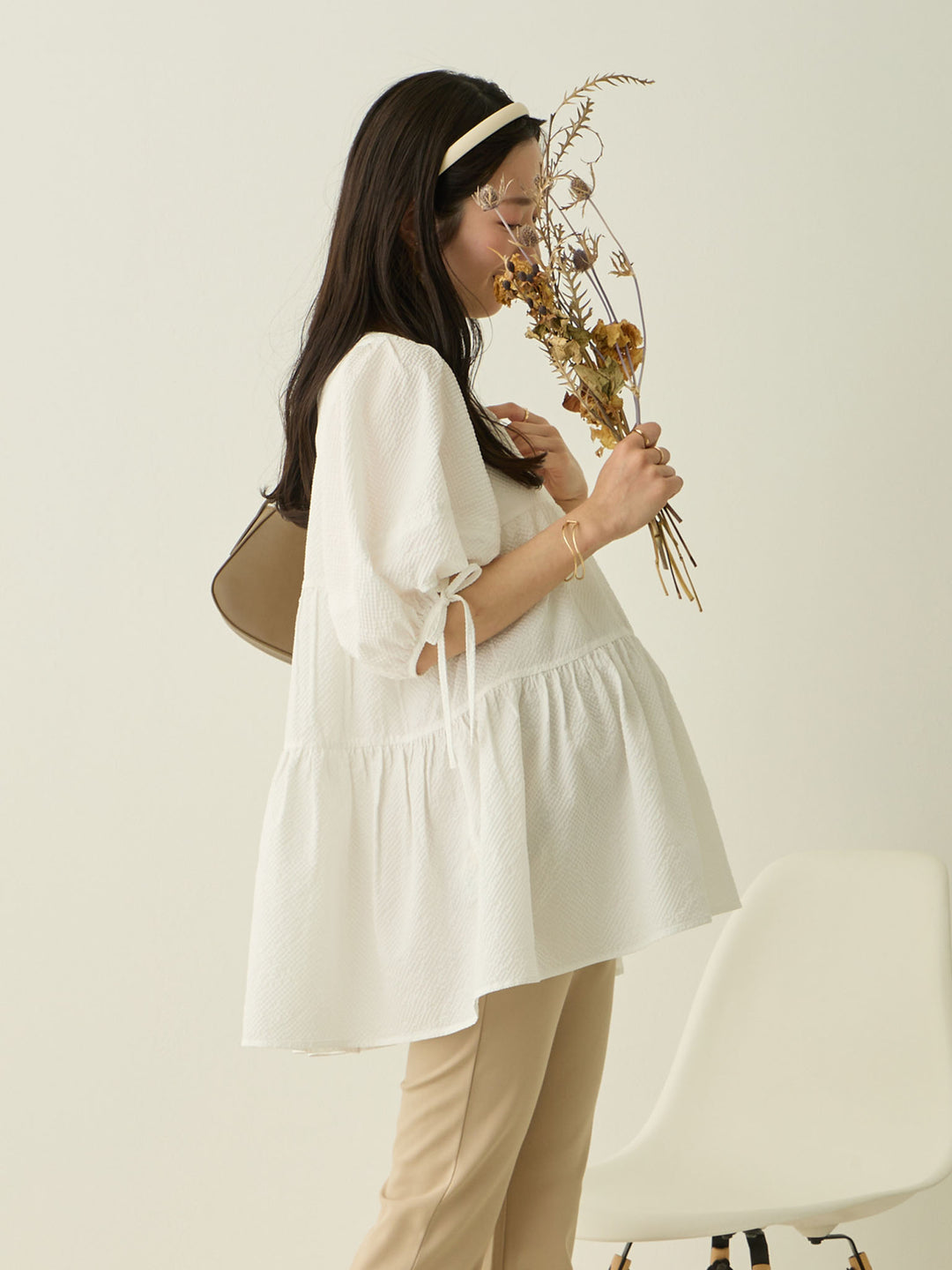 前後2wayティアードチュニック White