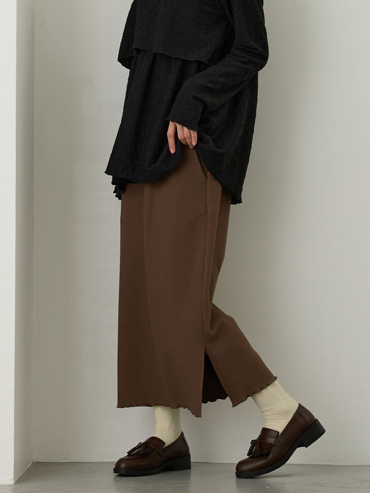 リブカットタイトスカート Brown