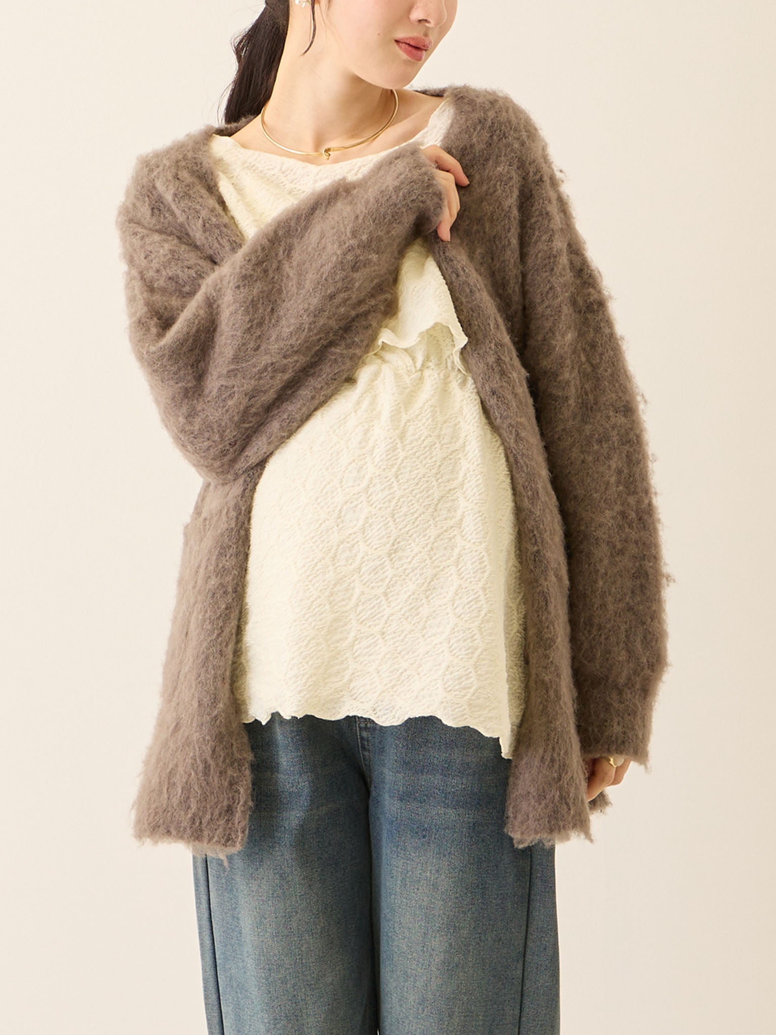 ふわシャギーカーディガン Gray