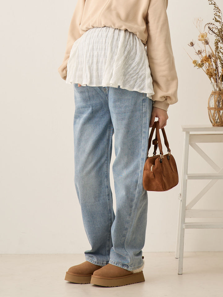 マタニティロングデニム Light blue