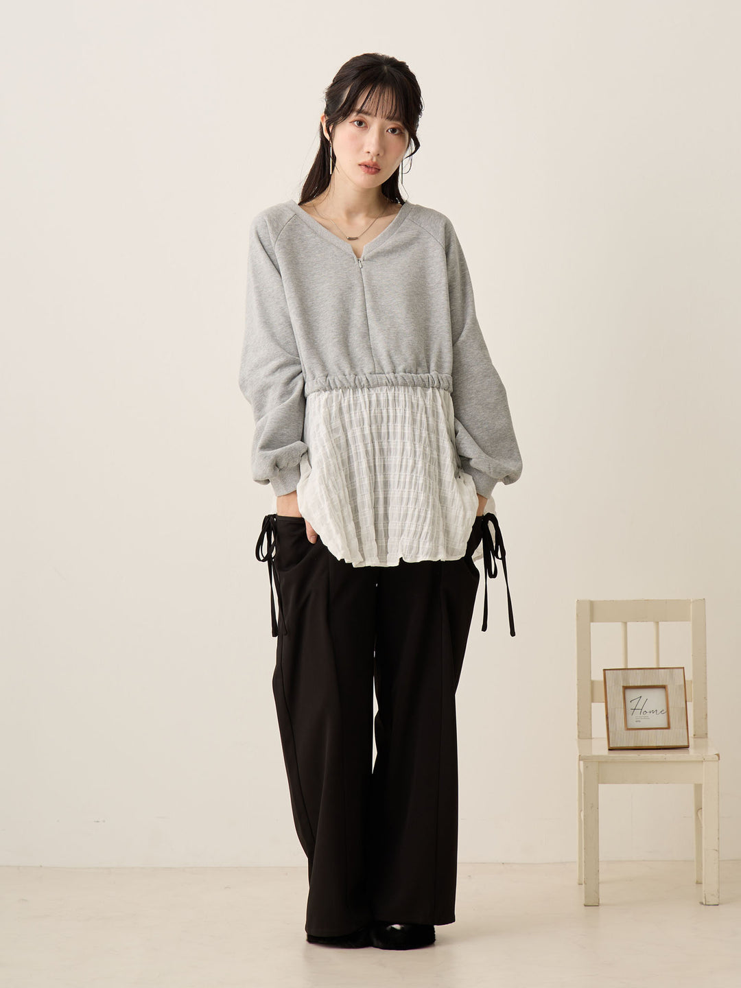 侧边蝴蝶结裤 黑色