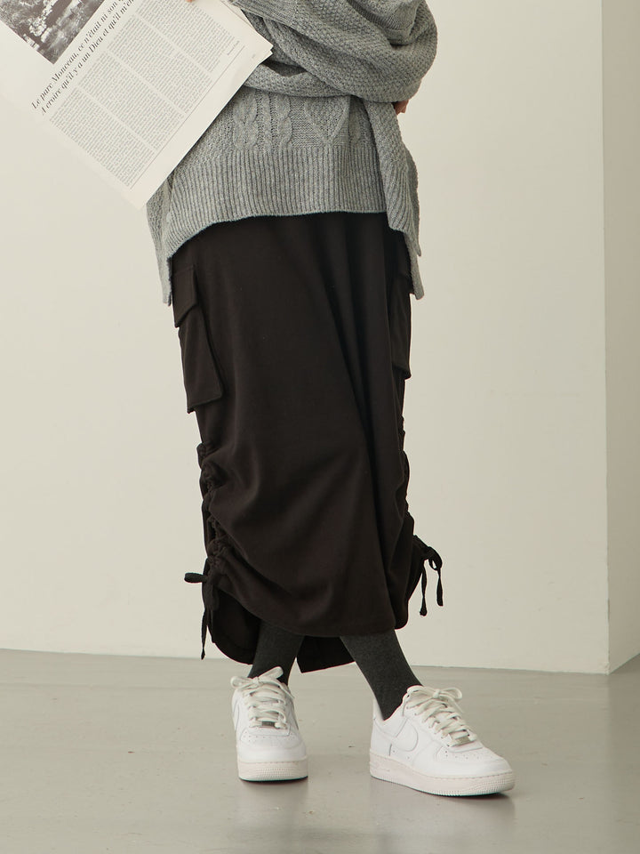 黑色羊毛工装裙