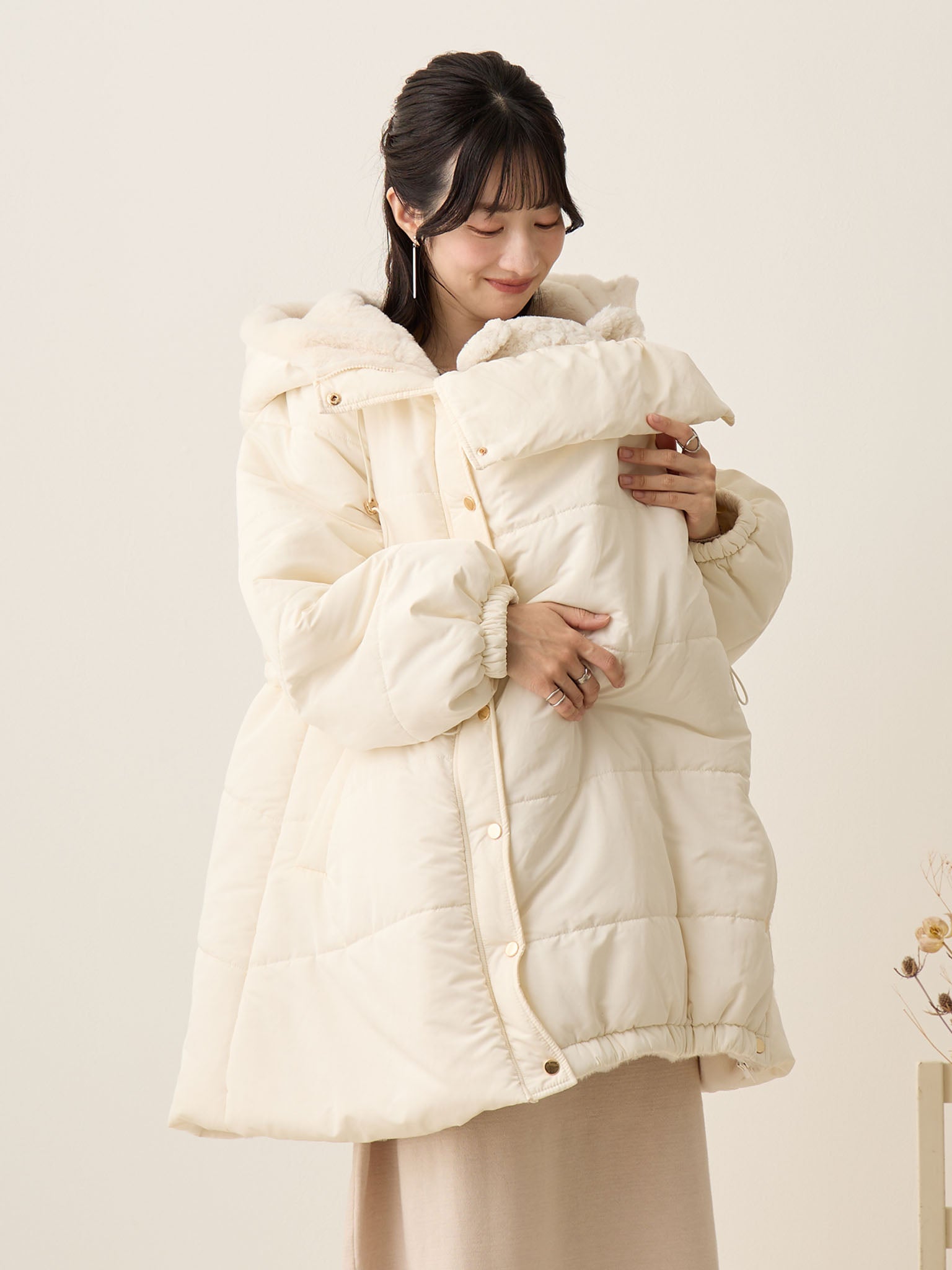 MARK&LONA 新品未使用　レディース冬用中綿アウター ダッカー付き中綿アウター Ecru – honono for mom&baby