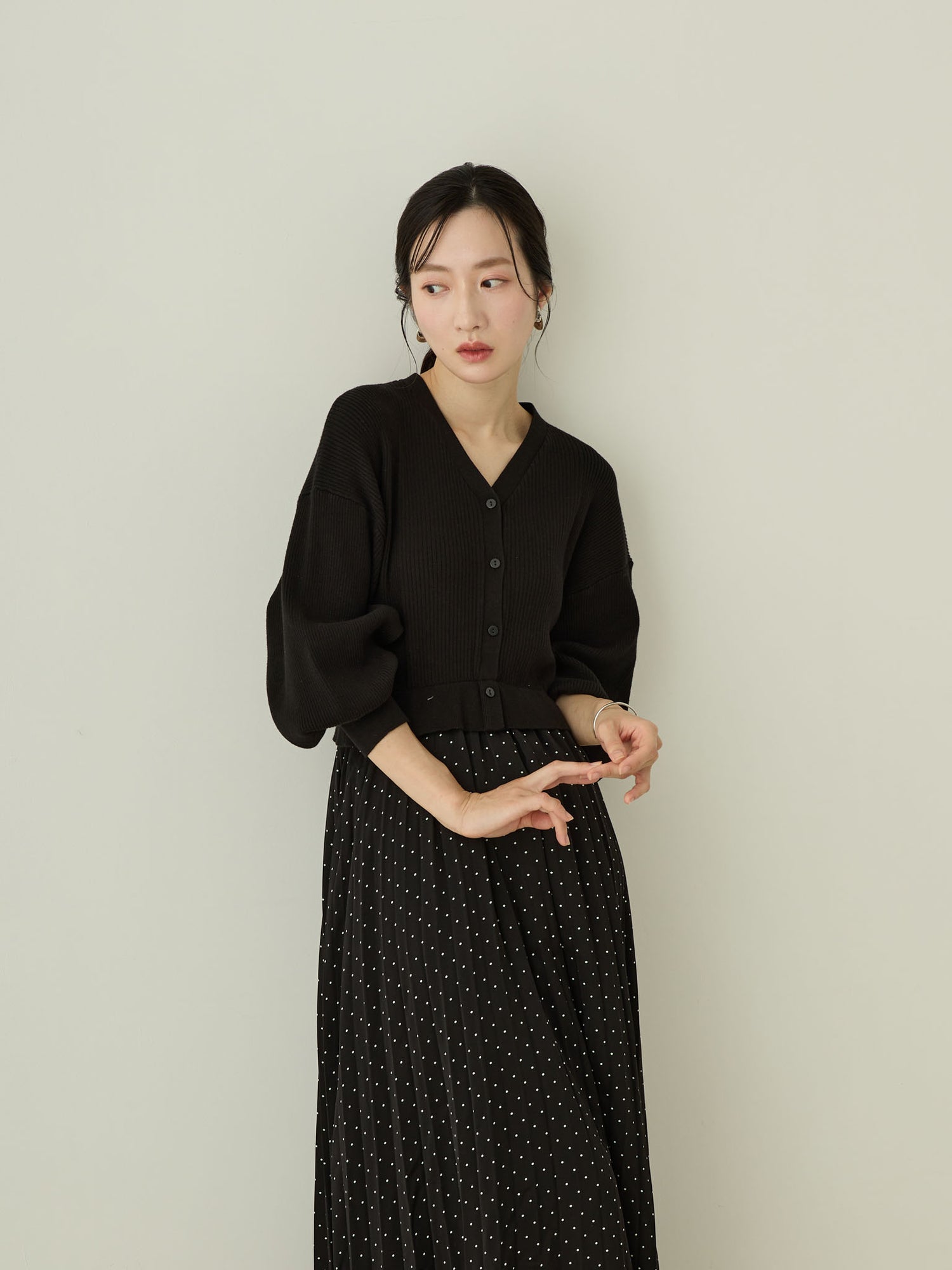 【孕妇/哺乳衣】针织对接百褶连衣裙波点