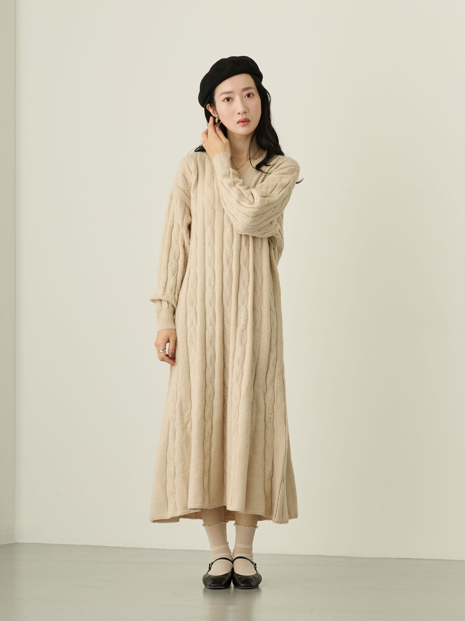 【新品】honono 授乳服 ケーブルニットワンピース ケーブルニットワンピース Ivory – honono for mom&baby