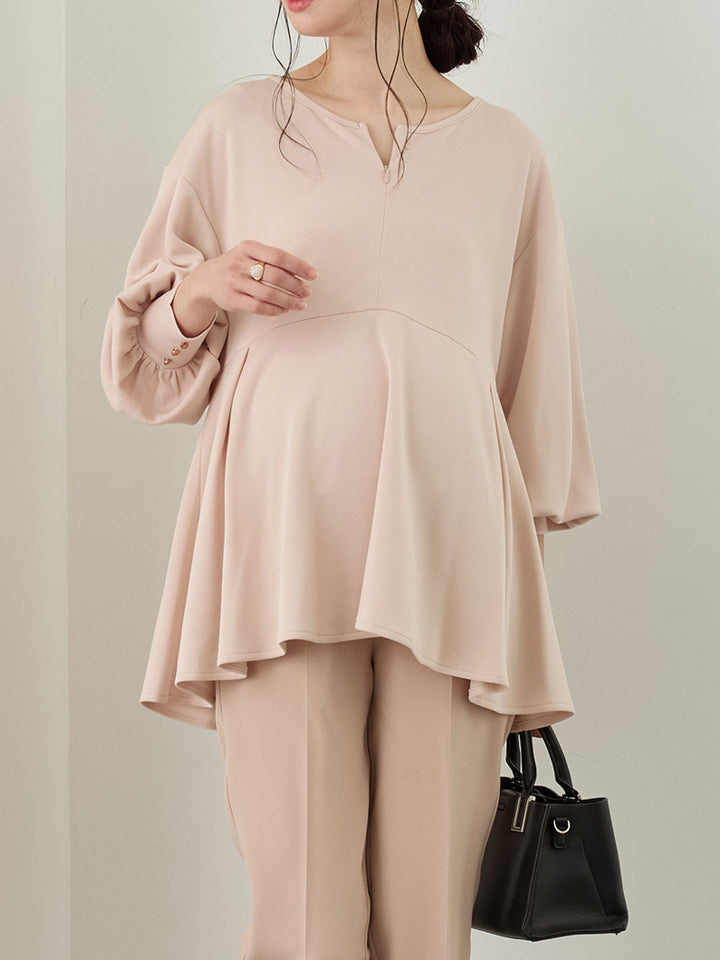 ペプラムトップス Pink beige