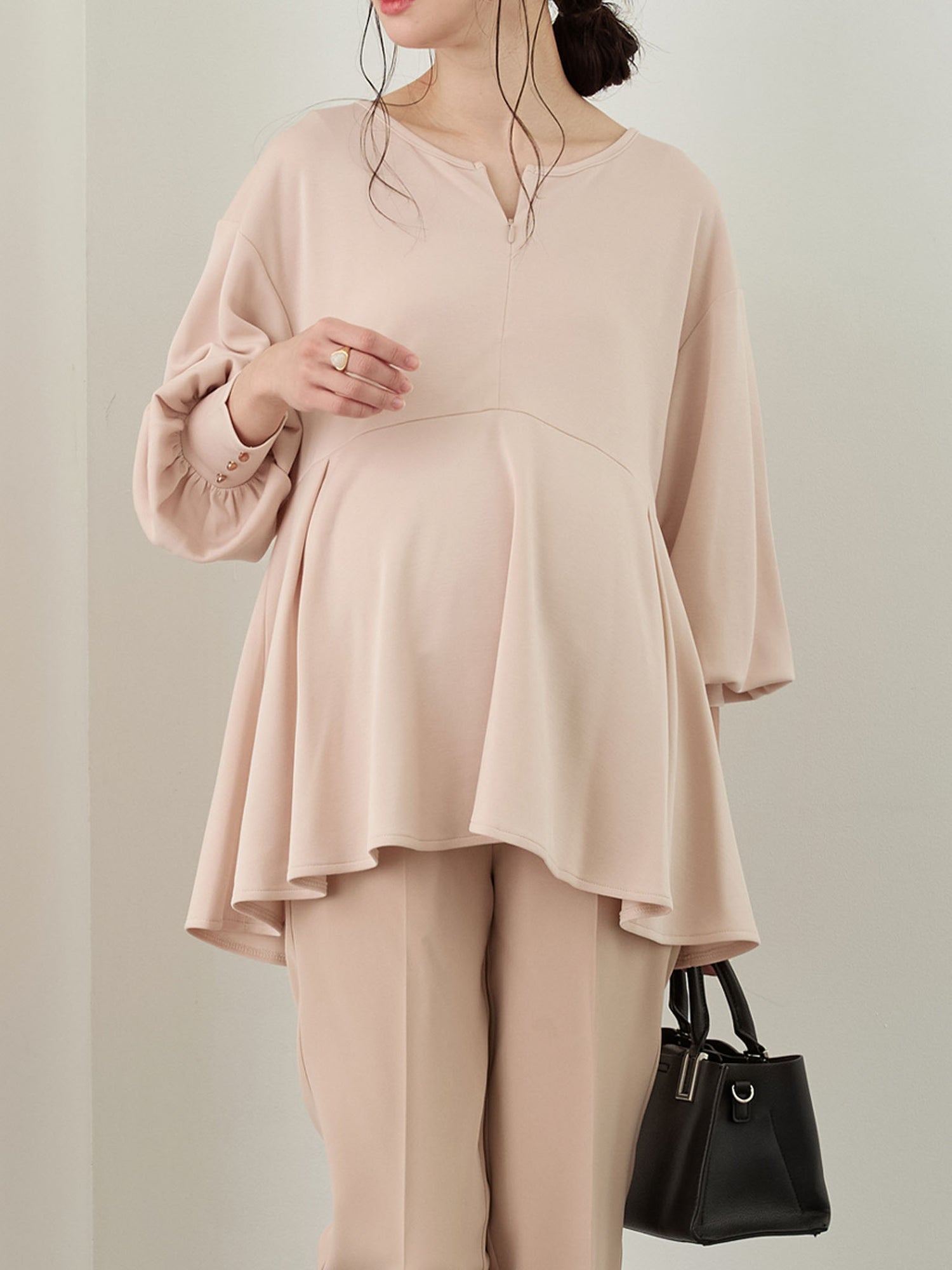 ペプラムトップス Pink beige