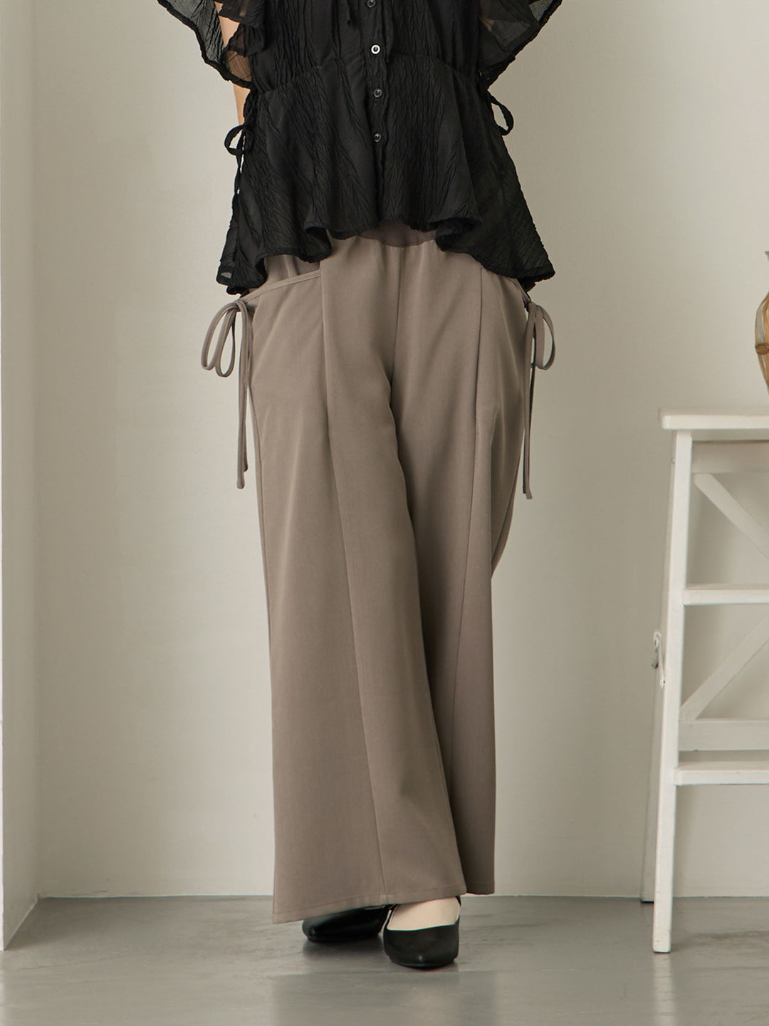 侧边蝴蝶结裤 灰色