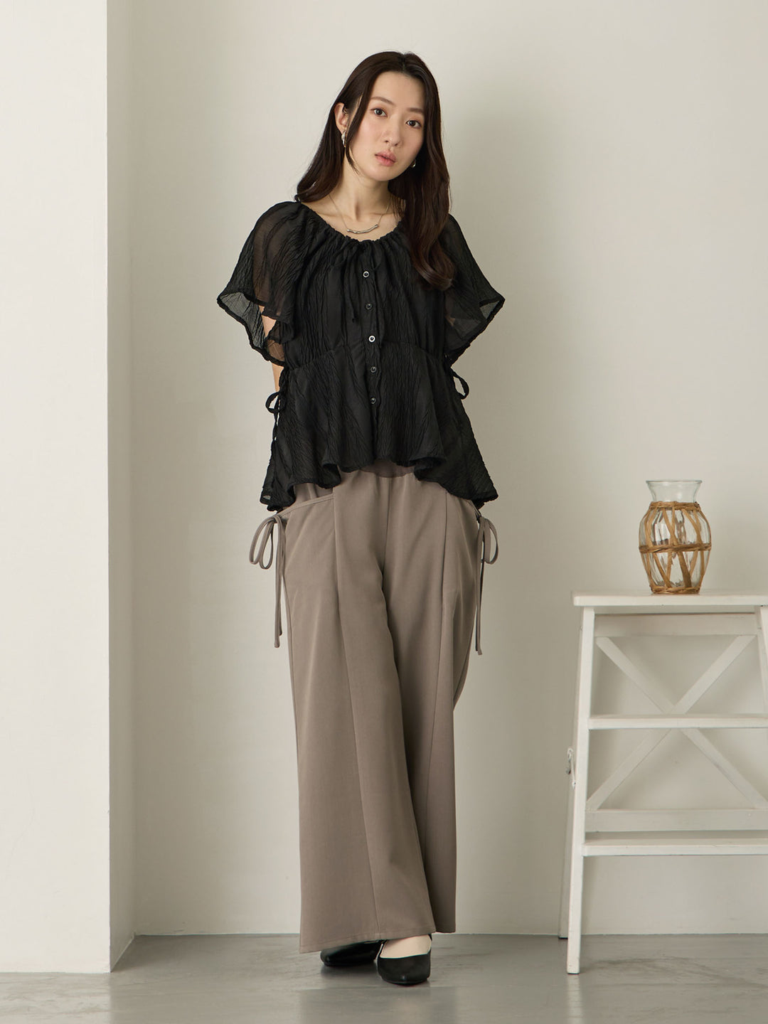 侧边蝴蝶结裤 灰色