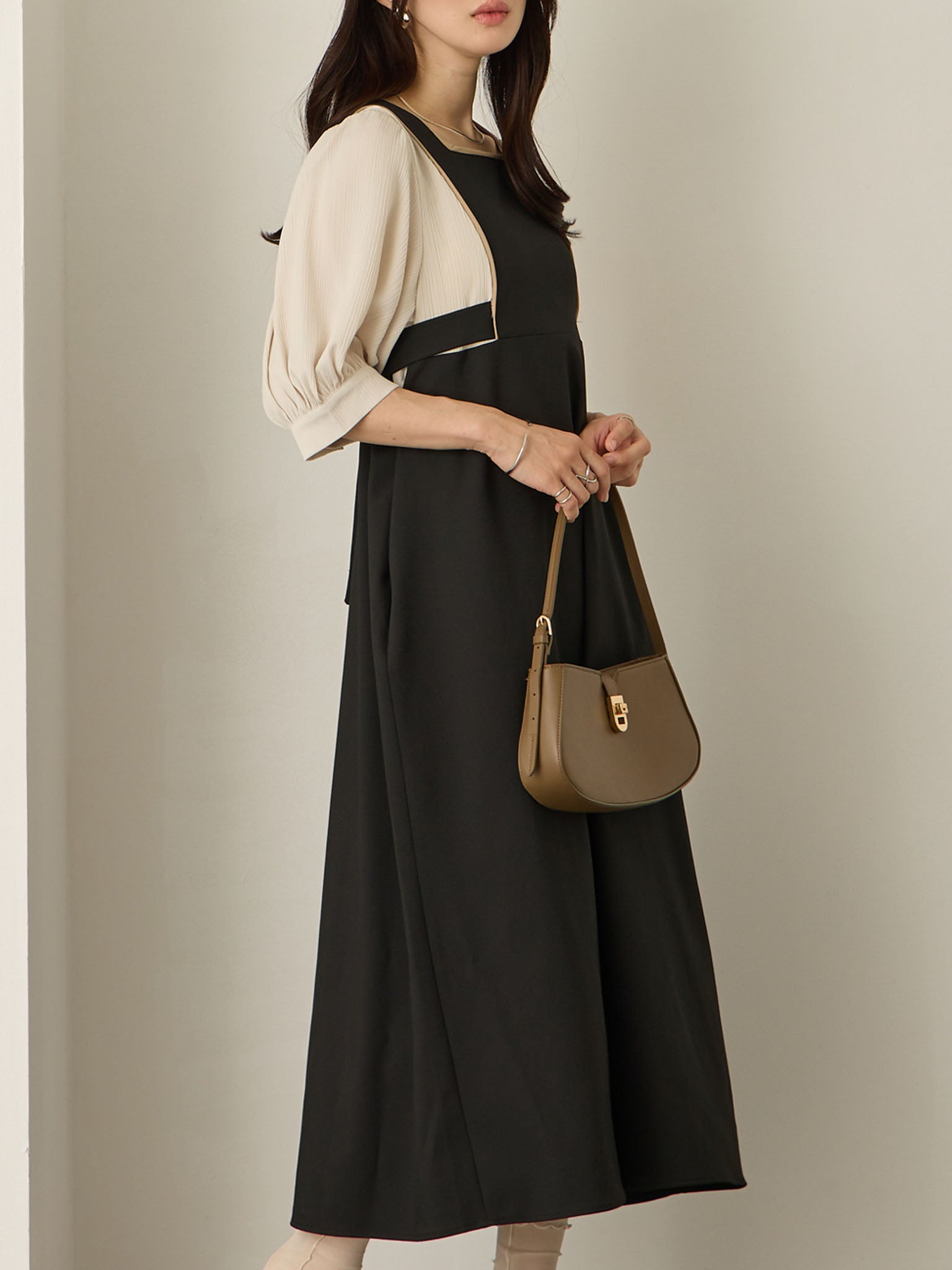 新品タグ付 honono ドッキングワンピース マタニティ ドッキングワンピース Black – honono for mom&baby