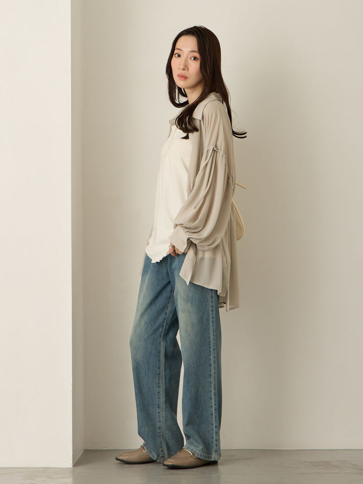 浅色牛仔长裤 蓝色