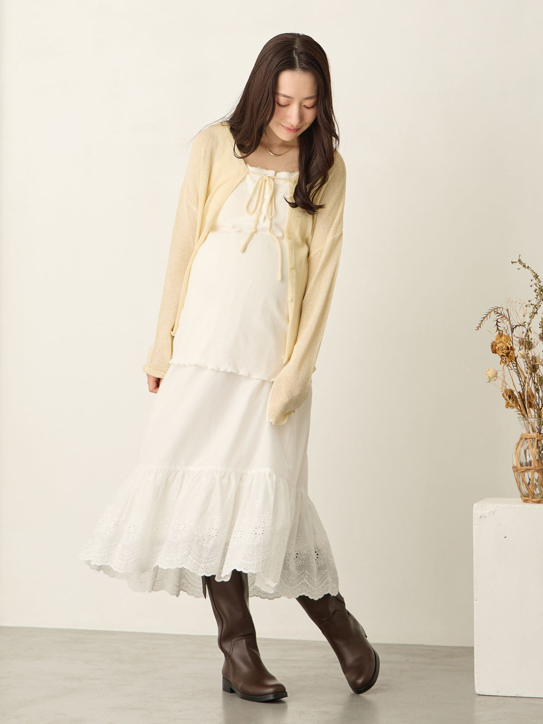 棉质蕾丝裙 白色