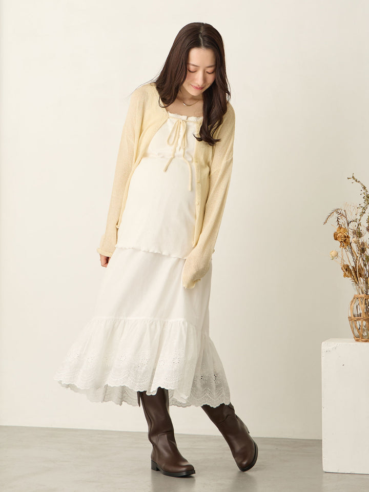 棉质蕾丝裙 白色