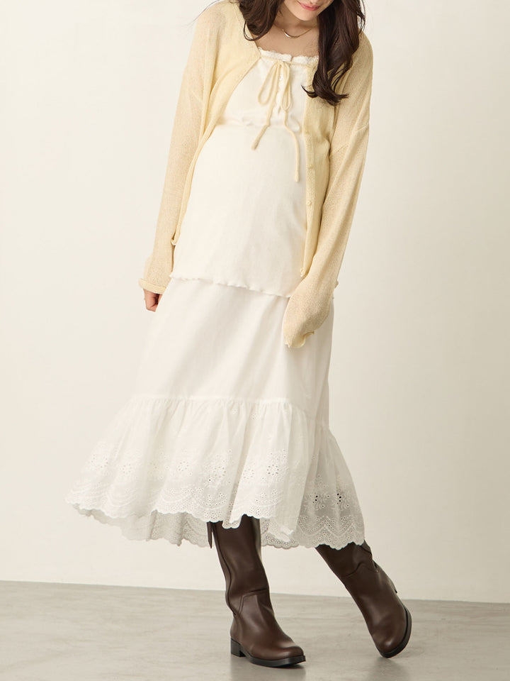 棉质蕾丝裙 白色