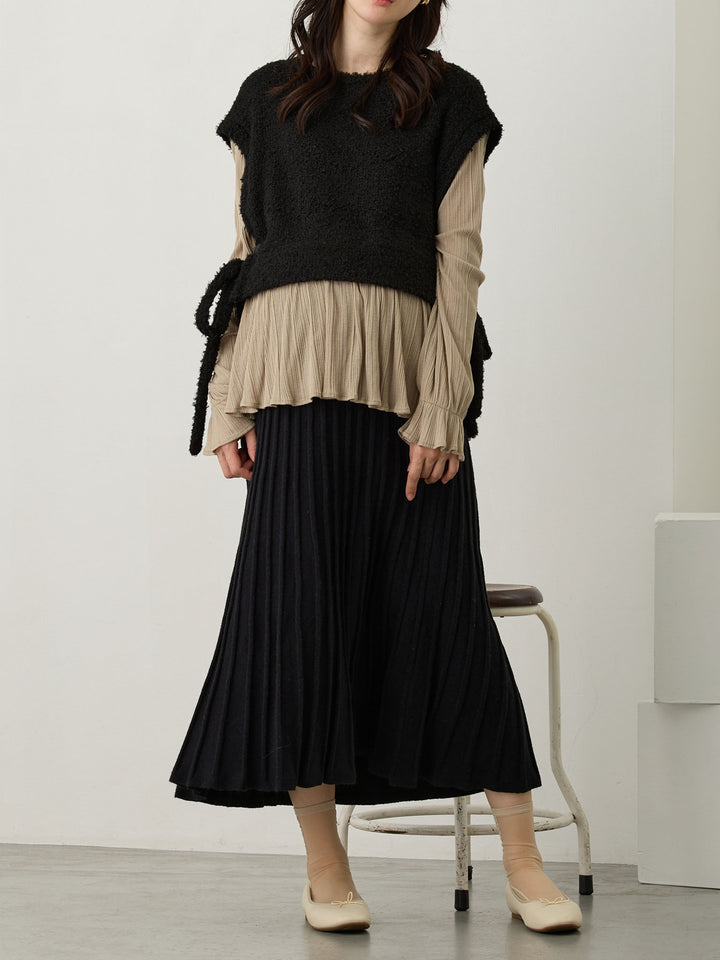 ニットプリーツスカート Black