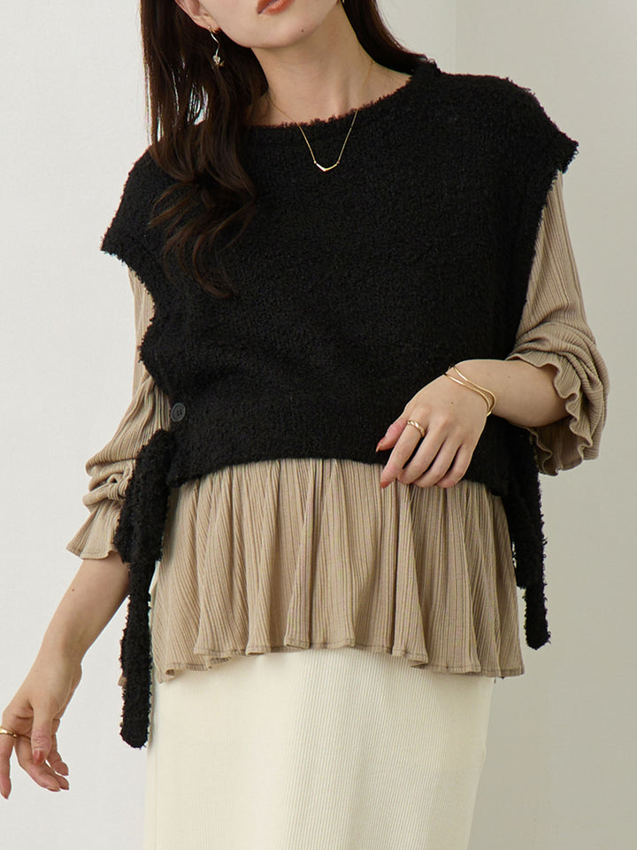 ニットベストドッキングトップス Black