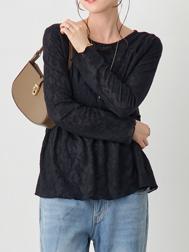 フラワージャガードトップス Black