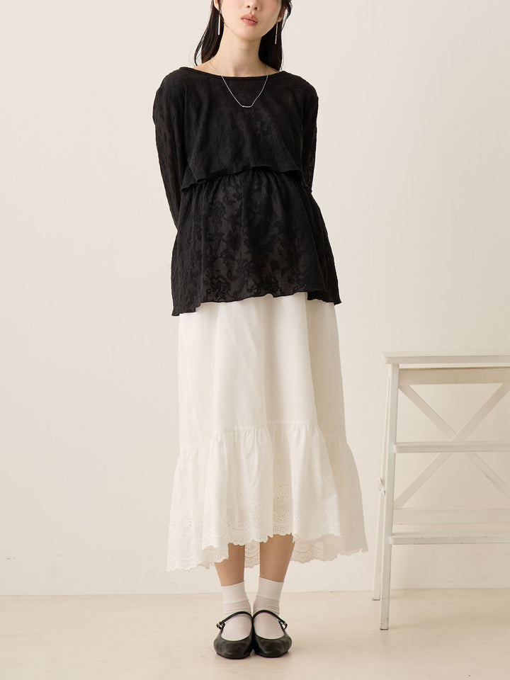 棉质蕾丝裙 白色