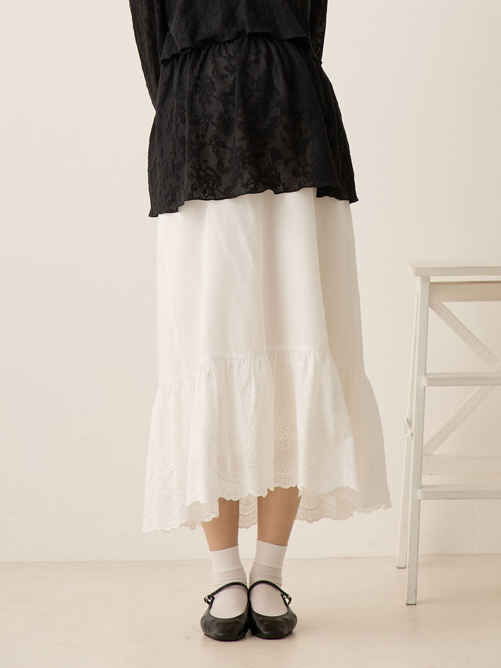 棉质蕾丝裙 白色
