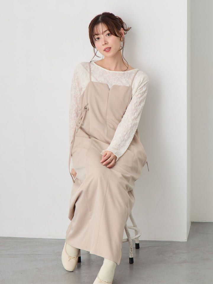 サイドリボンキャミワンピース Beige