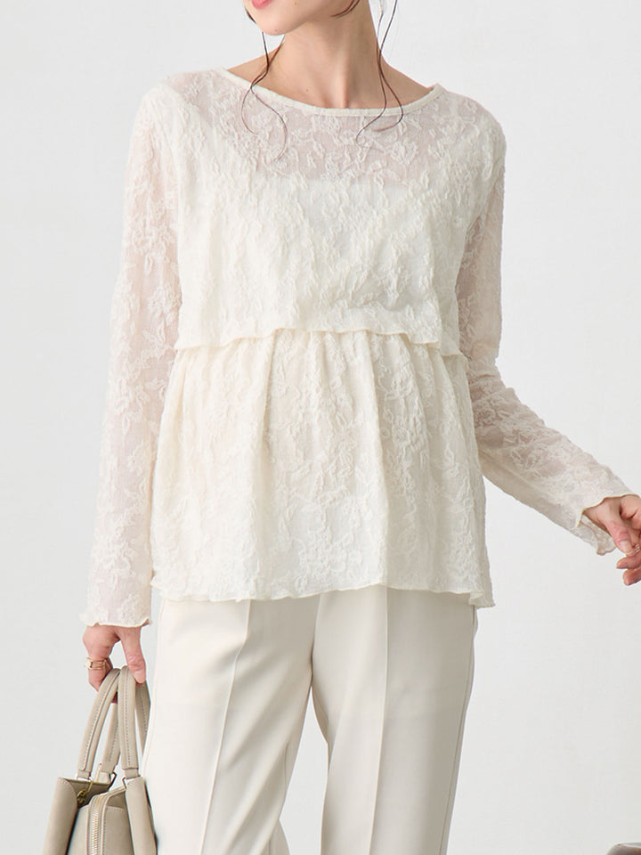 フラワージャガードトップス Ivory