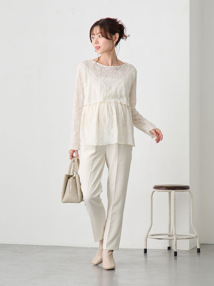 フラワージャガードトップス Ivory