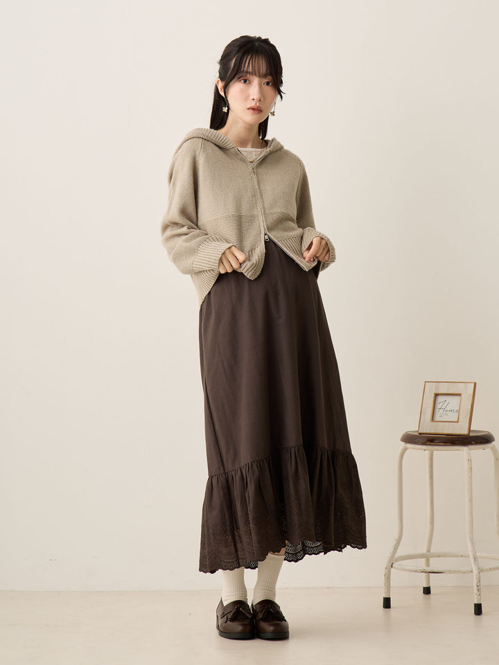 炭灰色棉质蕾丝裙