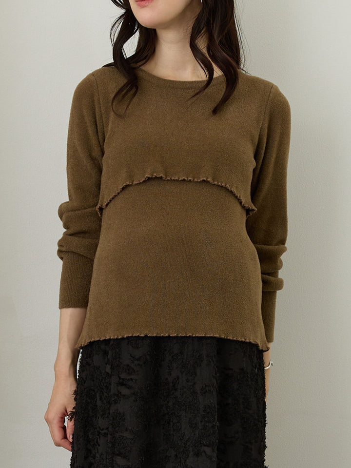 シンプル授乳ニット Brown