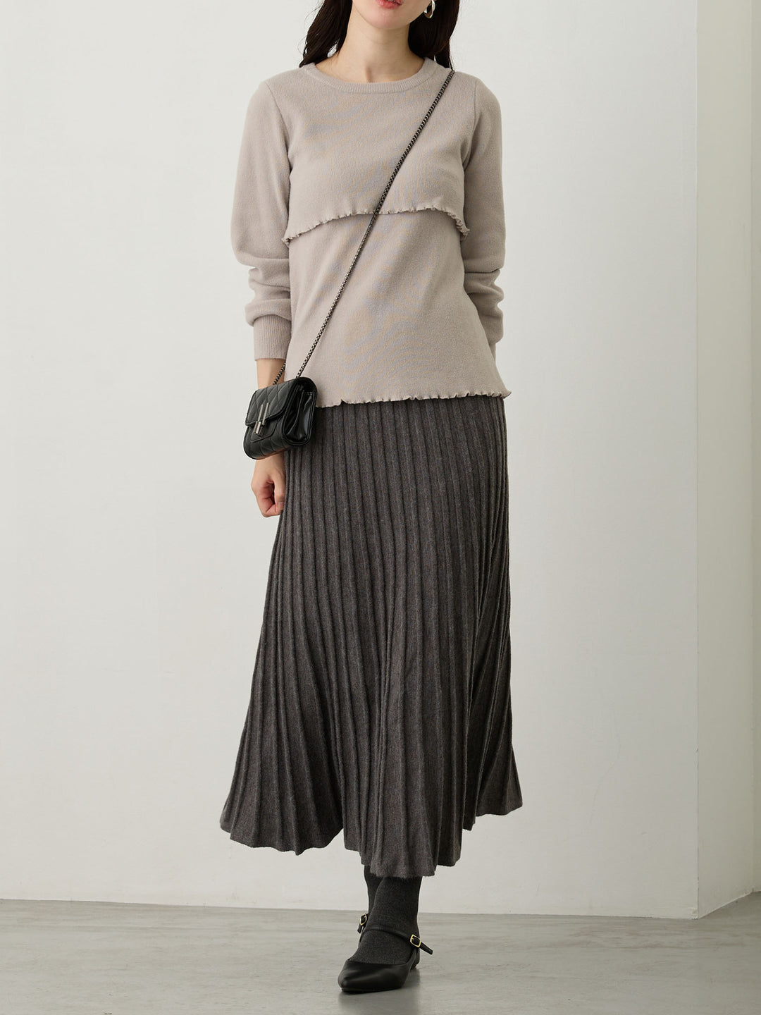 ニットプリーツスカート Gray