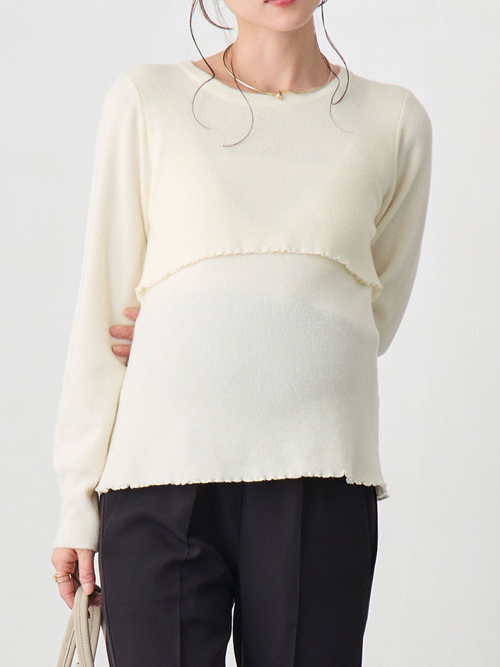 シンプル授乳ニット Ivory