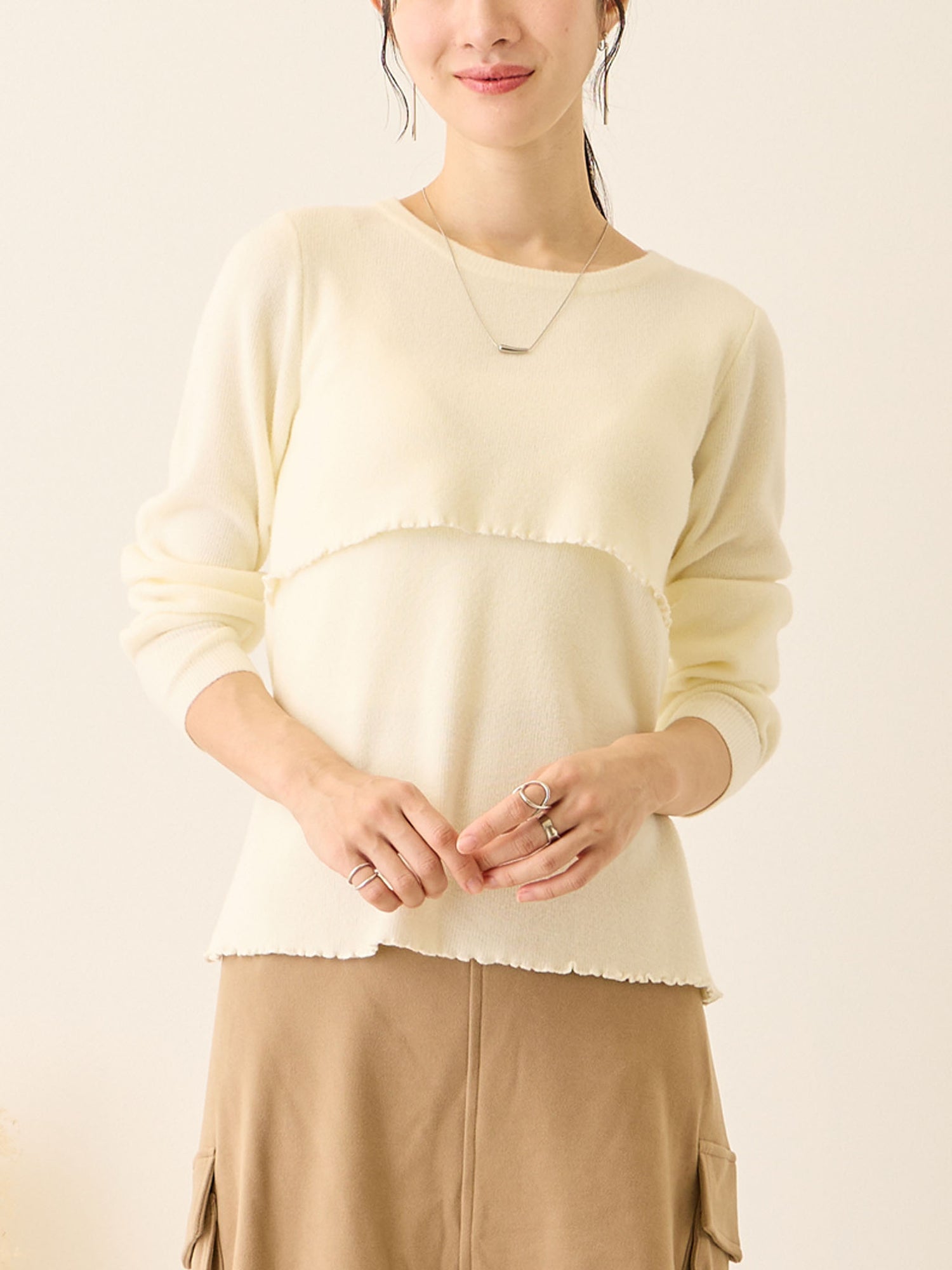 シンプル授乳ニット Ivory