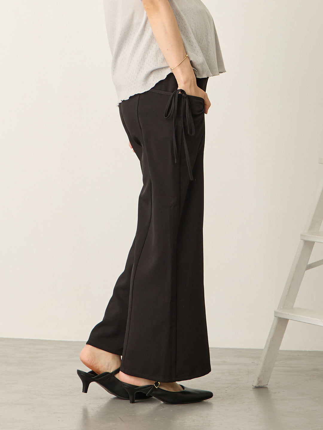 侧边蝴蝶结裤 黑色