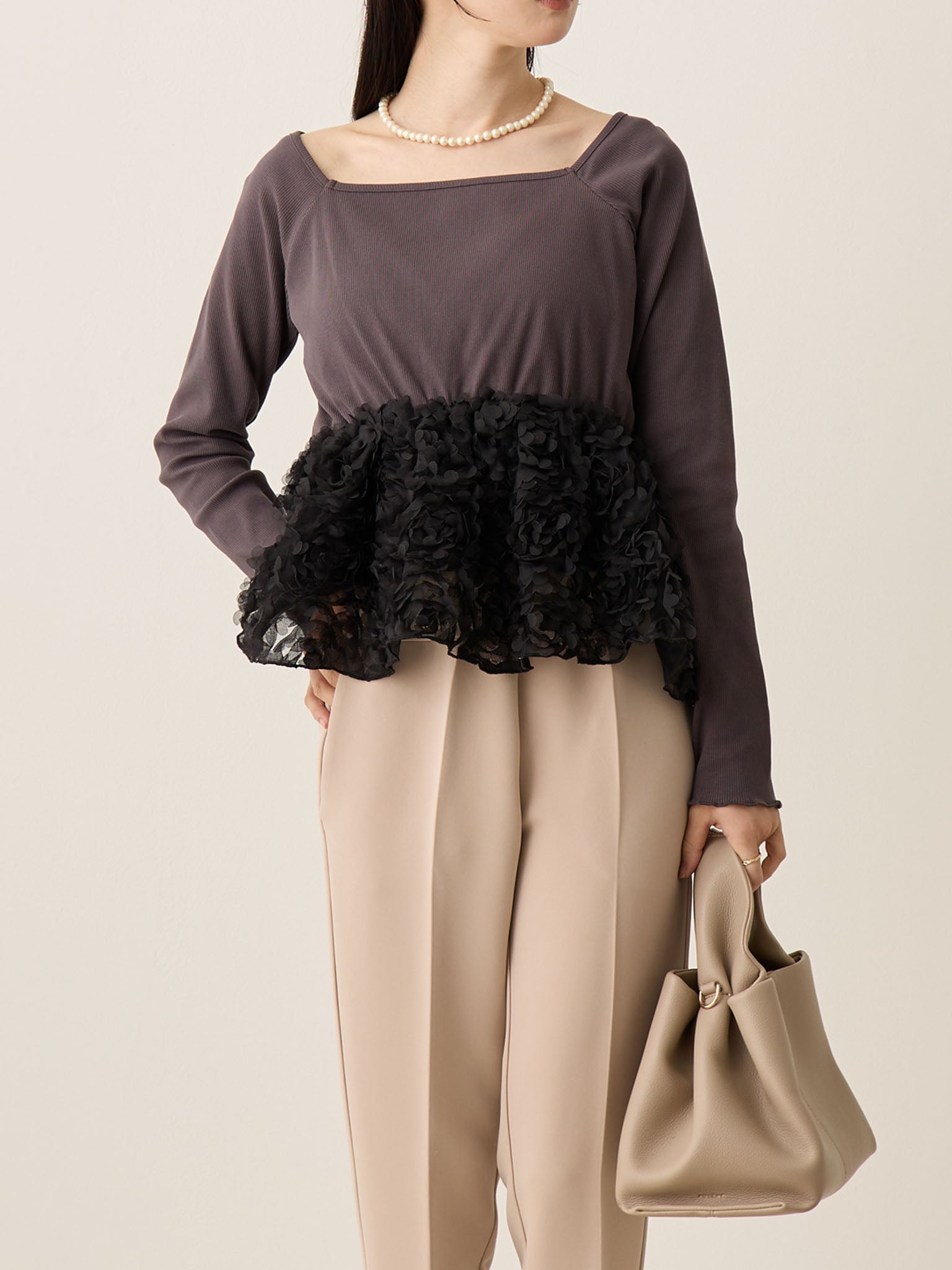 チュールペプラムトップス Charcoal – honono for mom&baby