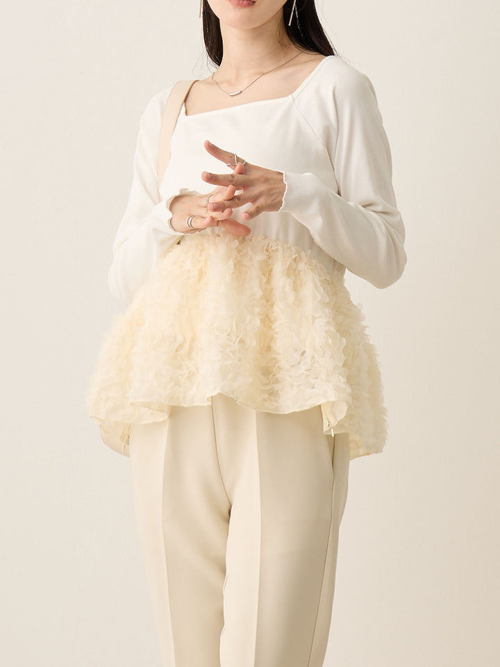 チュールペプラムトップス Ivory