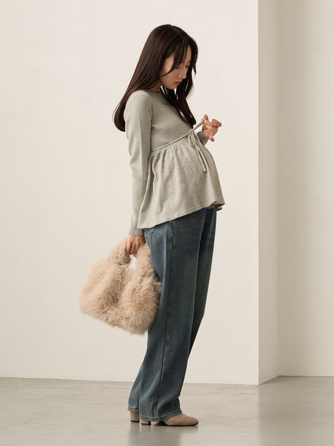 2wayペプラムニット Gray