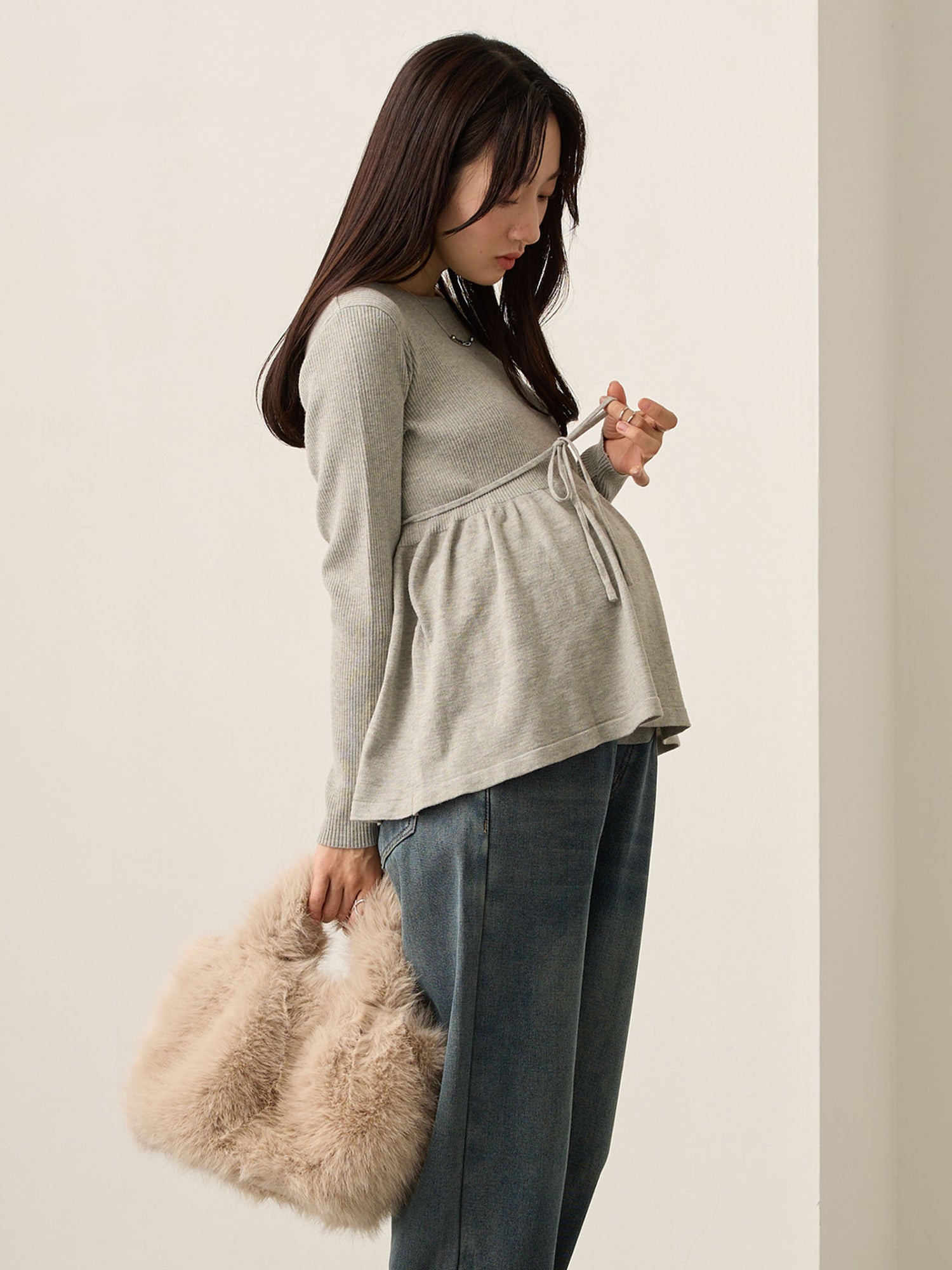 2wayペプラムニット Gray