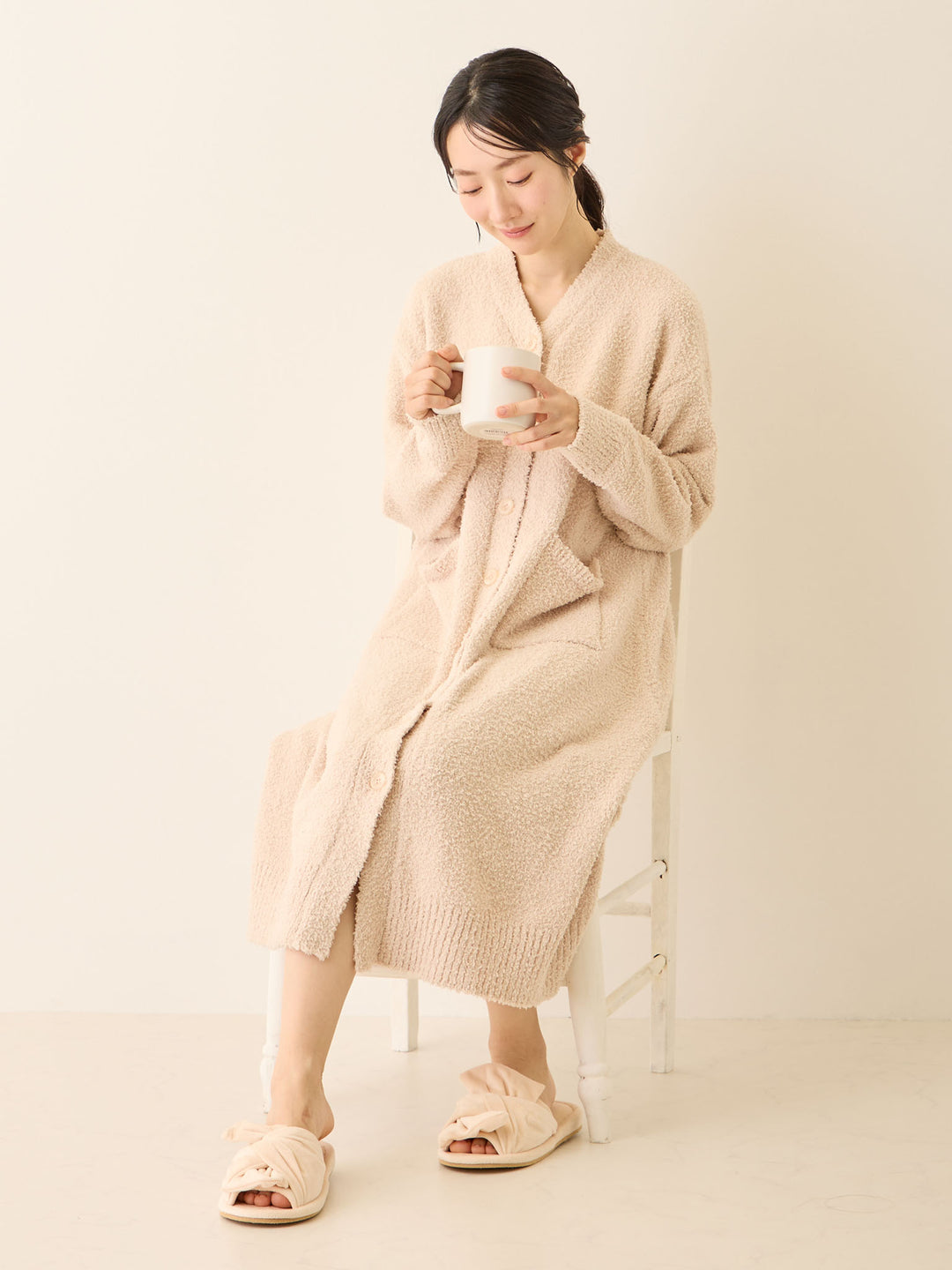 ふわふわカーディガンワンピース Pink beige