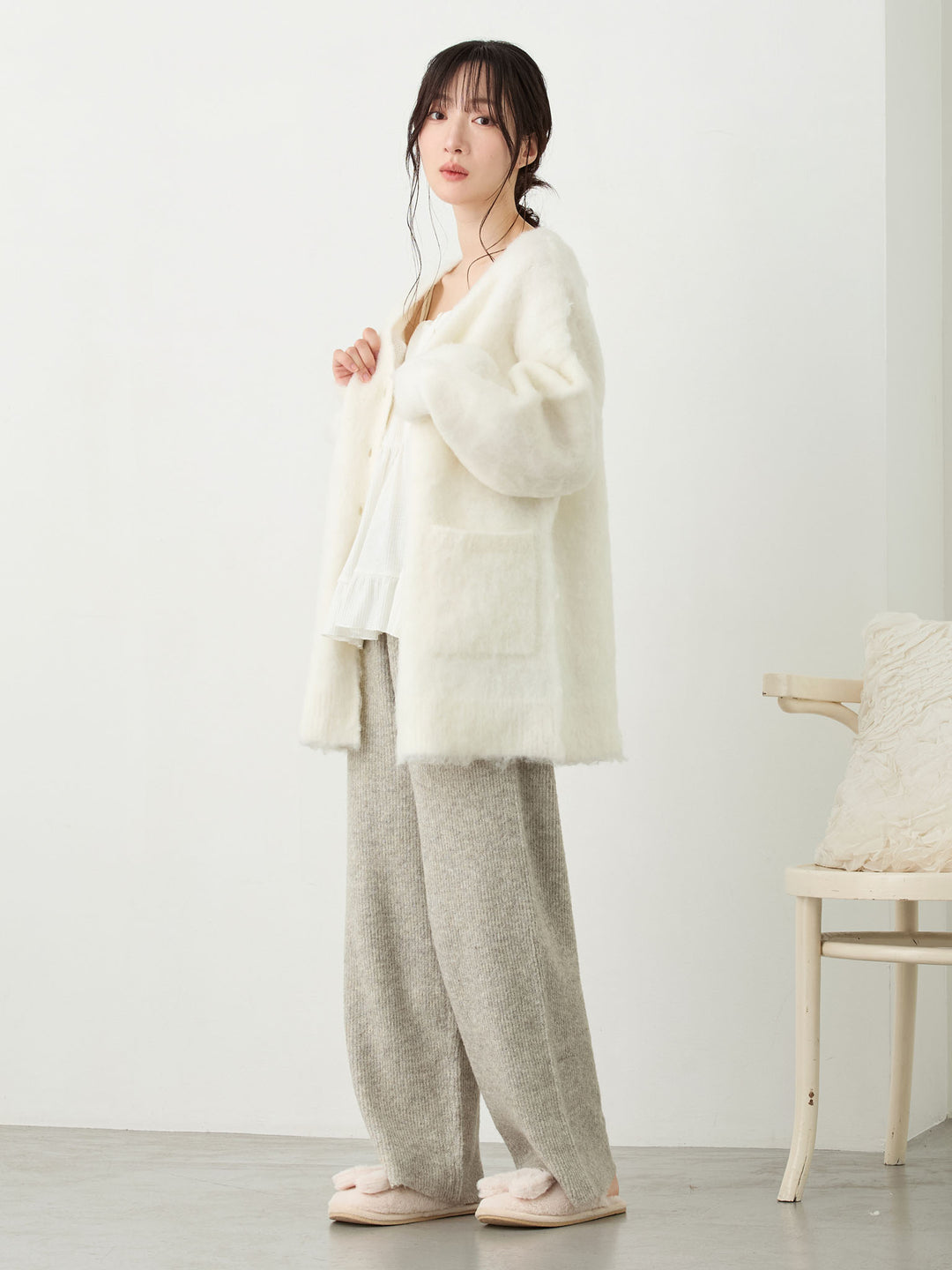 ふっくらリブニットパンツ Gray