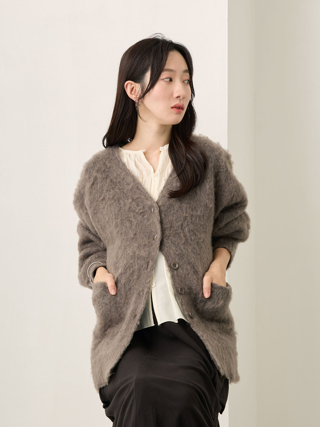 ふわシャギーカーディガン Gray