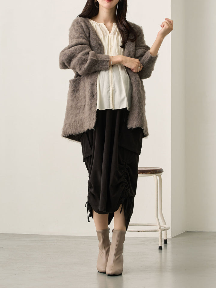 黑色羊毛工装裙