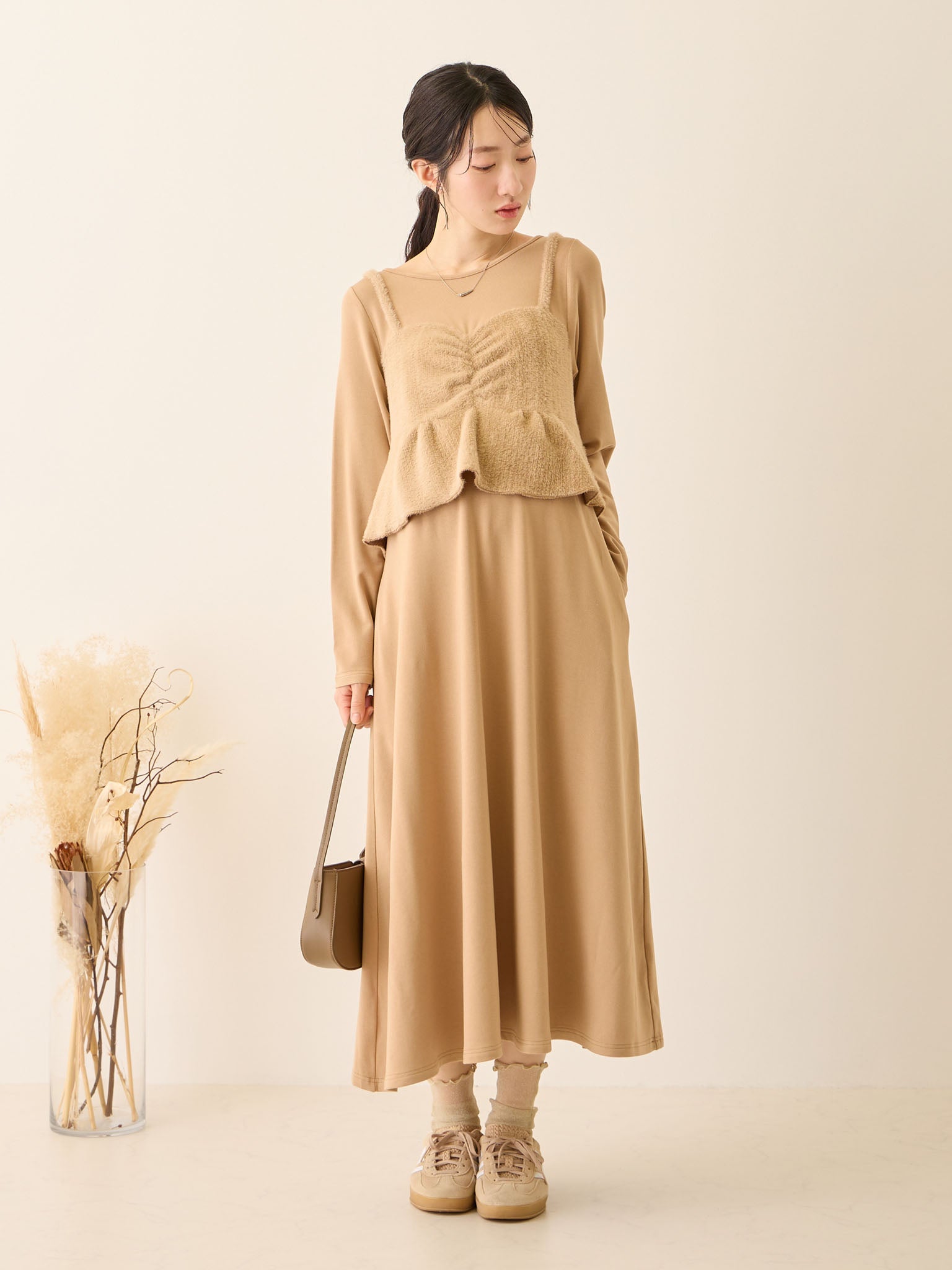 ビスチェドッキング起毛ワンピース Beige – honono for mom&baby