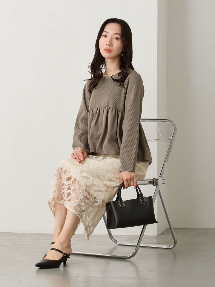 ペプラムニットトップス Gray