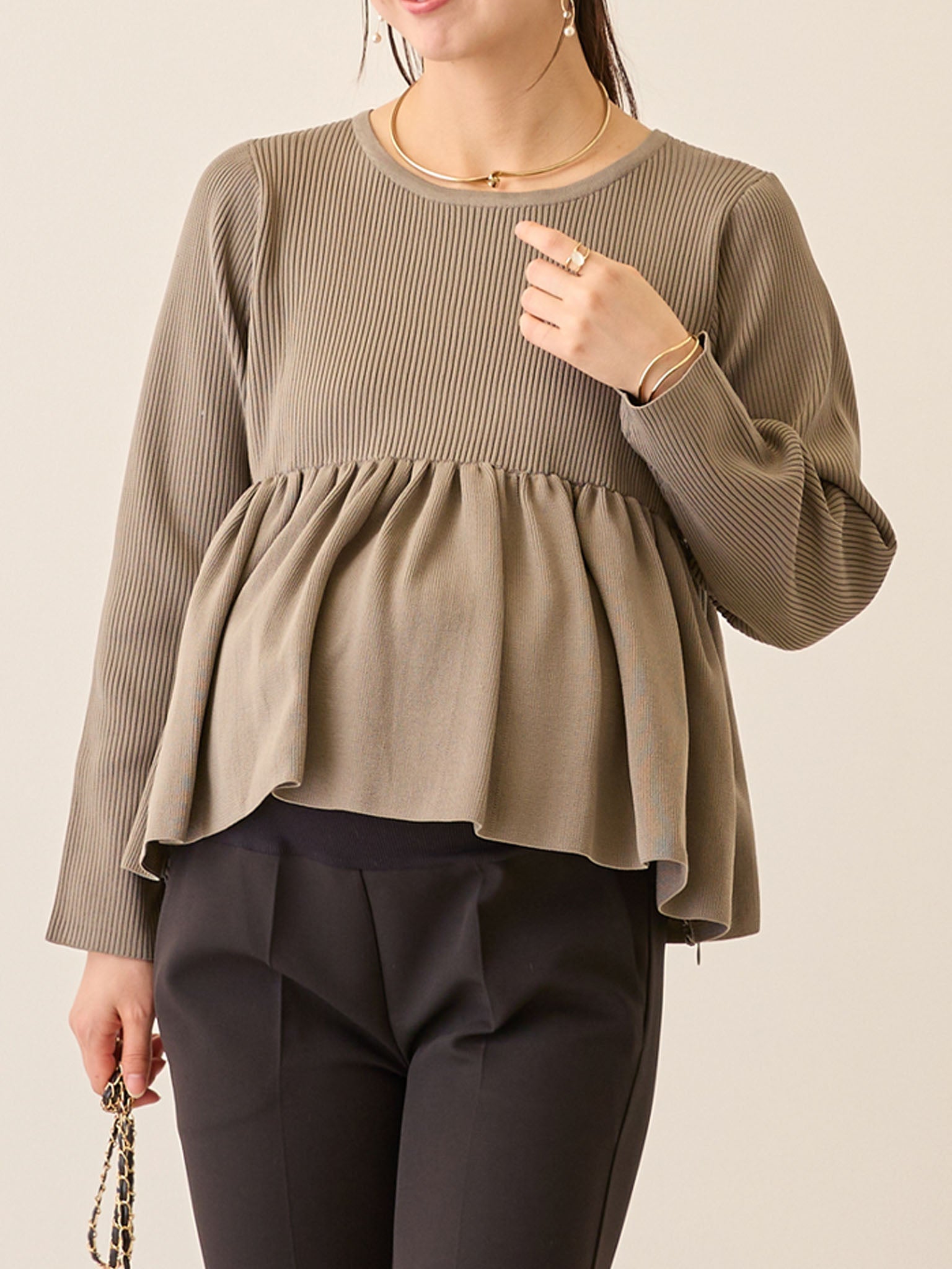 ペプラムニットトップス Gray – honono for mom&baby