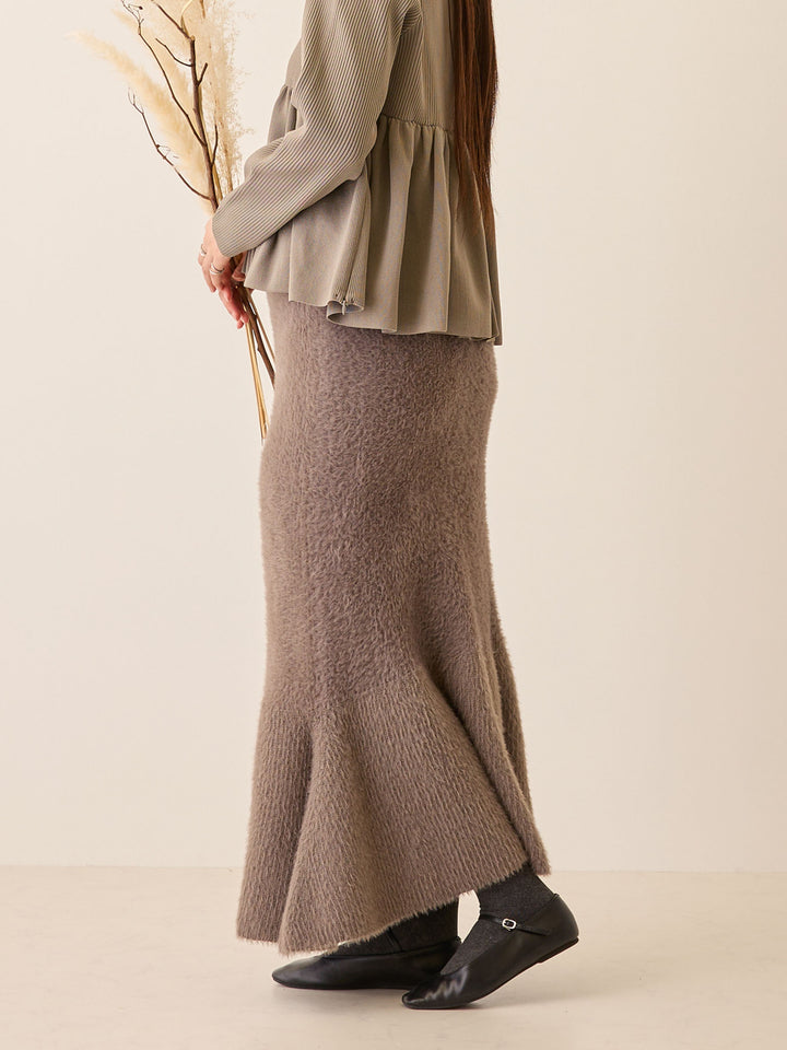 シャギーニットマーメイドスカート Charcoal