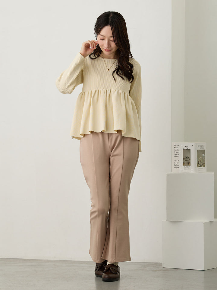 ペプラムニットトップス Ivory