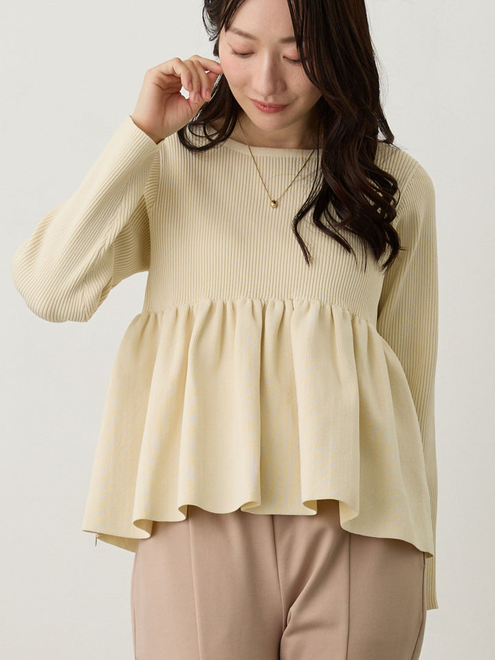 ペプラムニットトップス Ivory