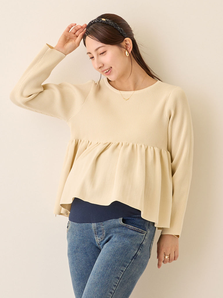 ペプラムニットトップス Ivory – honono for mom&baby