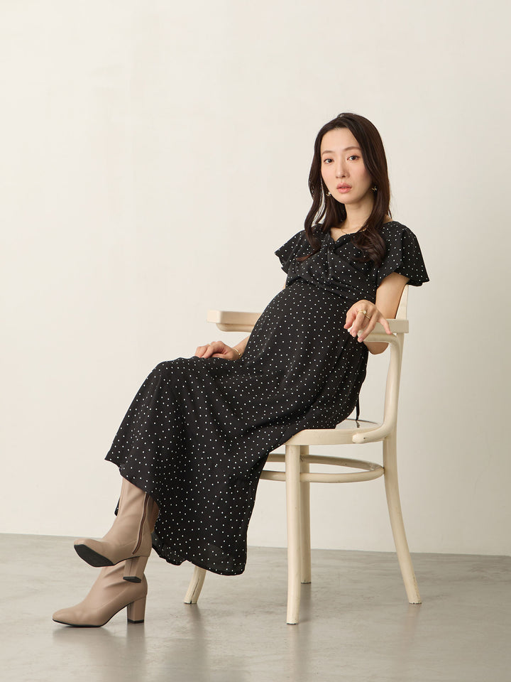 Cache-coeur 圆点连衣裙 黑色