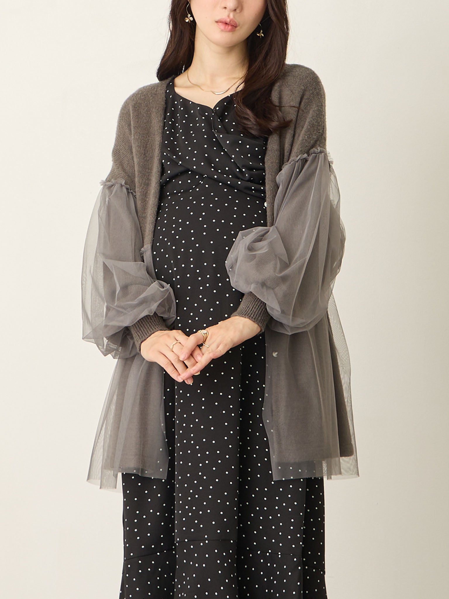 チュールカーディガン Charcoal gray