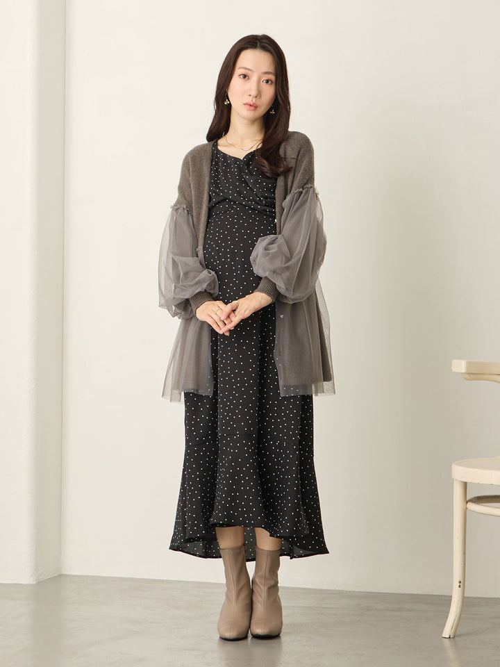 薄纱开衫，炭灰色